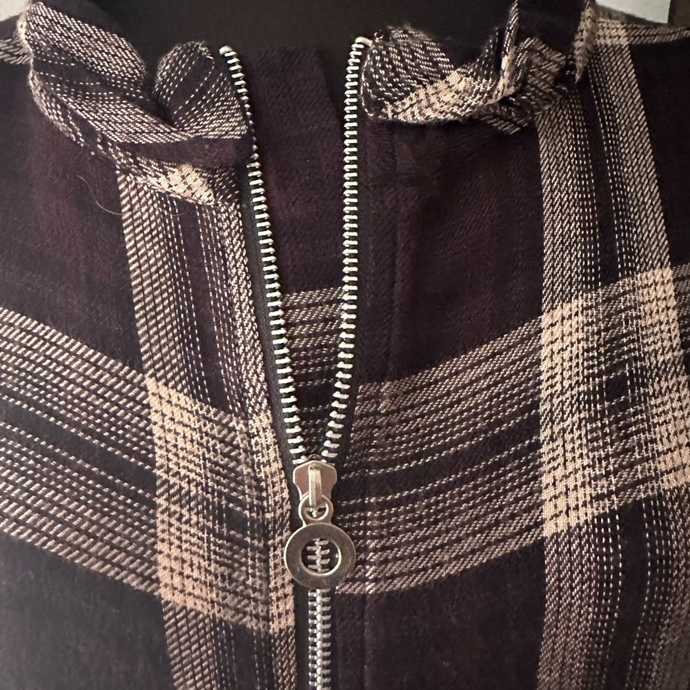B.young plaid zip pullover blouse Sz 44